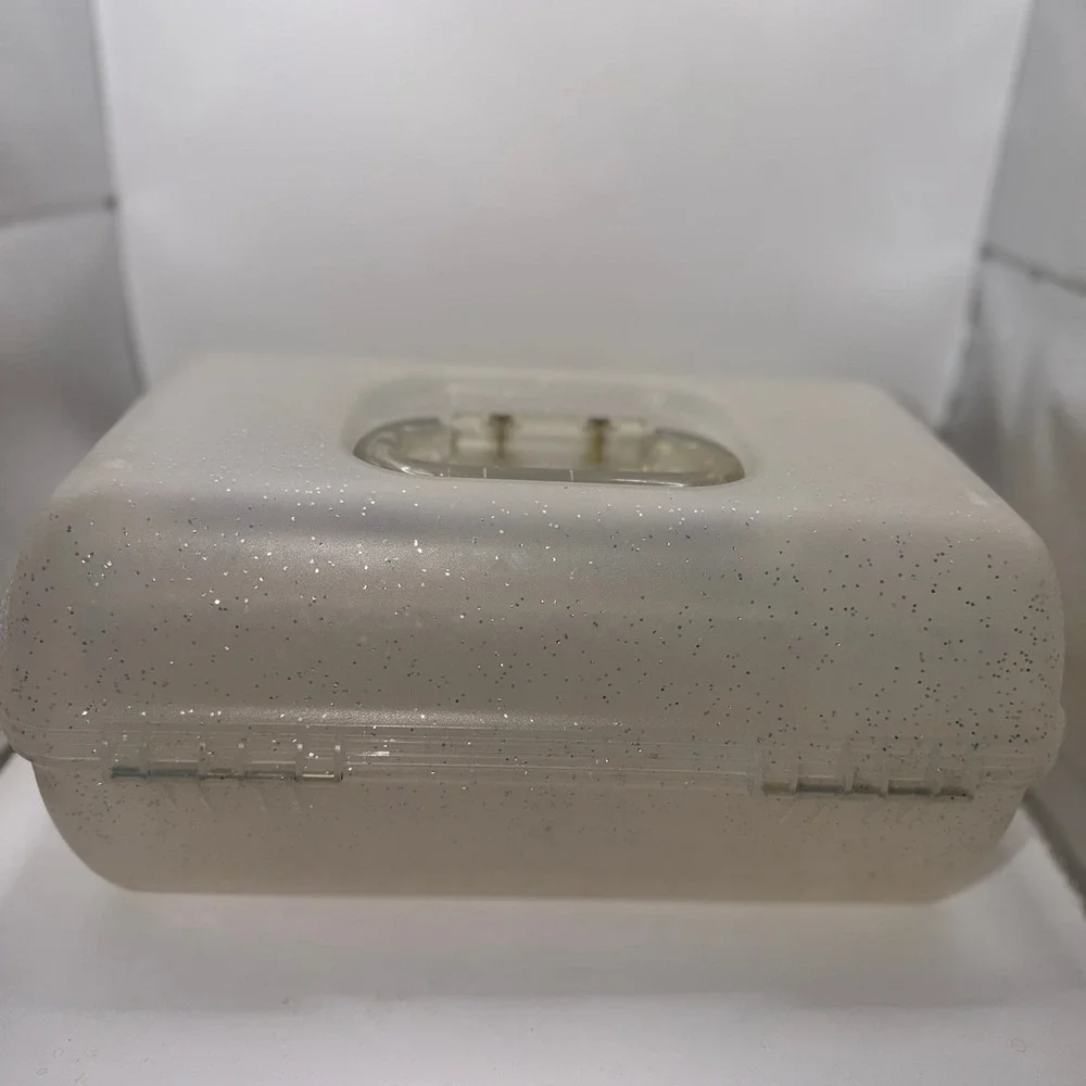 Caboodles OS Clear Silver Glitter Makeup Organizer 80s 90s Y2K Retro Aesthetic
